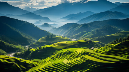 Telephoto View: Sapa's Terraced Fields - A Tapestry of Texture & Color