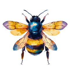 White backdrop adorned with a colorful watercolor painting of bees.