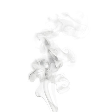 Realistic smoke or steam set isolated on white and transparent background