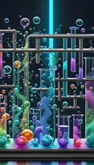 Colorful scientific lab with test tubes and beakers. Generative AI