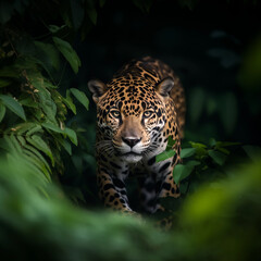 jaguar in the dark forest