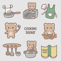 Cooking bear stickers