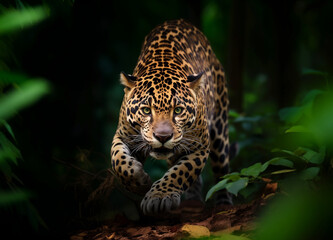 jaguar in the dark forest