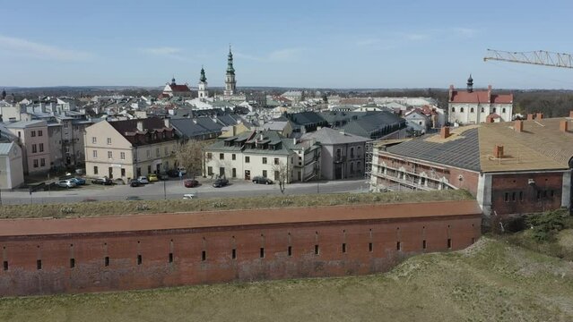 Beautiful Old Town Walls Zamosc Aerial View Poland