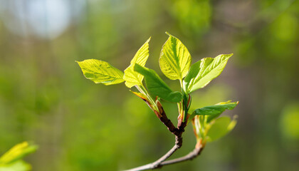 Young leaves on spring tree