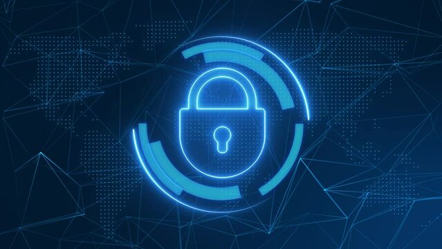 Lock Icon Digital Global Technology Cybersecurity Concept