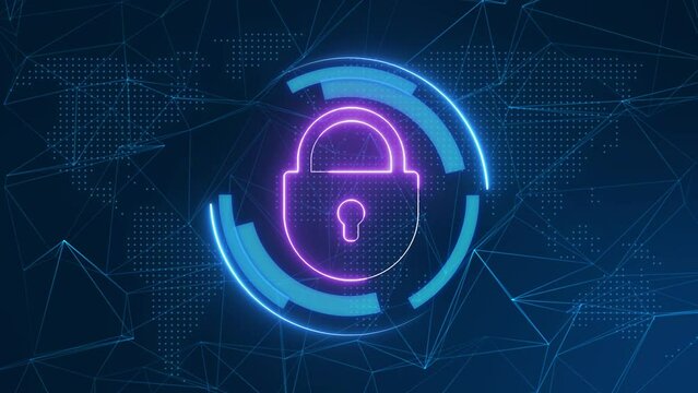 Lock Icon Digital Global Technology Cybersecurity Concept