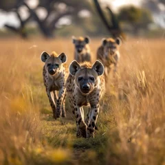Poster hyena walking in the bush © anankkml