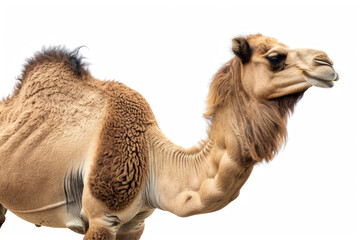 A camel standing against a white background - obrazy, fototapety, plakaty