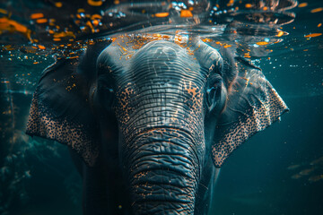 Asian elephant swimming underwater - 761091752
