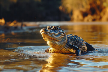 crocodile in the river - 761091992