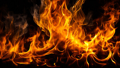 炎の背景、黒の背景に火の揺らぎ,Generative AI AI画像