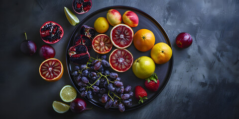 Prato de Frutas Frescas Coloridas - obrazy, fototapety, plakaty