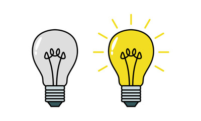 Vector illustration of a glowing light bulb. Symbolizes knowledge, ideas, inspiration and science.
