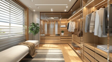 Interior of luxury modern bedroom with wardrobe