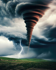 Naklejka na ściany i meble Tornado in Stormy Landscape