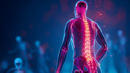 Spine, spinal cord, waist, back and hernia diseases, 3D medical illustration