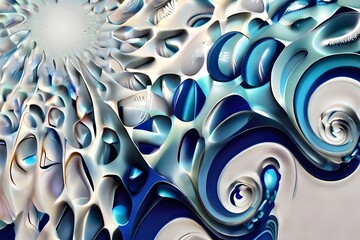 Abstract wallpaper for cell phones. Blue-white colored octopus concept. Generative AI