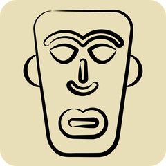 Icon African Mask. related to Kenya symbol. hand drawn style. simple design editable. simple illustration