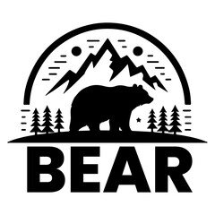 Bear logo vector art illustration black color, a wild bear logo vector logo