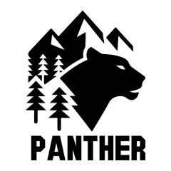 Panther logo vector art illustration black color, a panther logo art illustration