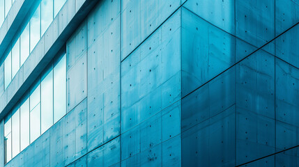 Modern office building, blue toned image vintage wooden wall background