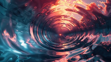 Cosmic Vortex, A mesmerizing digital art piece featuring a swirling vortex of red and blue hues, evoking the dynamic energy of a cosmic whirlpool. - obrazy, fototapety, plakaty