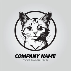 A cat logo vector image. Illustration of kitten silhouette design for logo company or brand