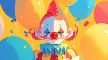 April 1, April Fool's Day clown funny illustration
