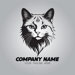 A cat logo vector image. Illustration of kitten silhouette design for logo company or brand