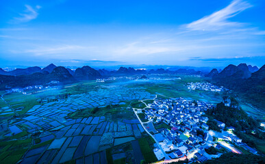 Summer scenery of Huixian Glass Field in Lingui County, Guilin, Guangxi