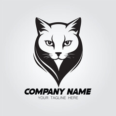 A cat logo vector image. Illustration of kitten silhouette design for logo company or brand