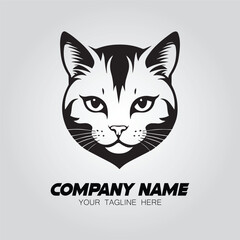 A cat logo vector image. Illustration of kitten silhouette design for logo company or brand