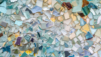 A closeup of a delicate mosaic made from tiny fragments of recycled smartphones and tablets forming a stunning abstract pattern.