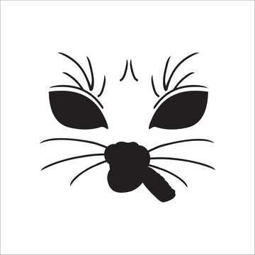 Cat face concept silhouette vector on white background 