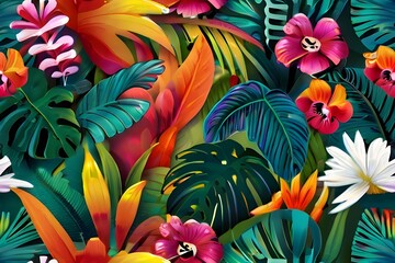 colorful tropical wallpaper landscape Generative AI