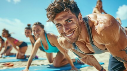 Fitness in the Sun, Explore outdoor workouts and activities to stay fit and active during the summer months - obrazy, fototapety, plakaty