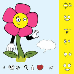 flower cartoon character expressions pack collection in vector format