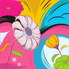Flower pop art for decoration. vector illustration