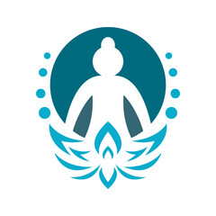 logo design of a person in a sitting meditation pose