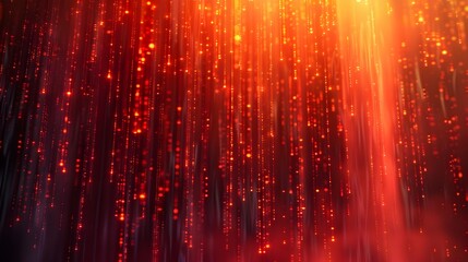 Cybersecurity Breach Incident: Digital Waterfall of Confidential Data in Vivid Red Hues
