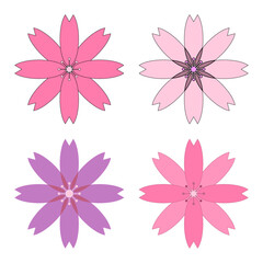 Sakura_leaves, set, colorful, icons
