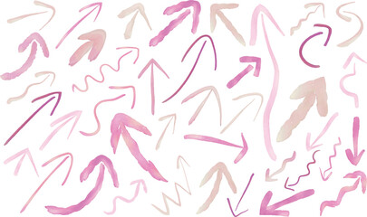 水彩タッチの矢印のセットのベクターイラスト