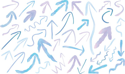 水彩タッチの矢印のセットのベクターイラスト