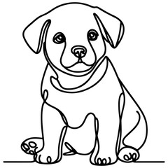 Fototapeta premium hand draw line art cute puppy dog doodle, continuous single clean drawing line dog cartoon style coloring book page for kid vector illustration on white background