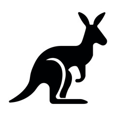 black vector kangaroo icon on white background