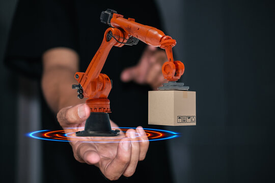 elancHand hold UI interface technology with AR application technology for check order in factory warehouse transportation system global connection to e, freight, future, industrial, industry, innovati