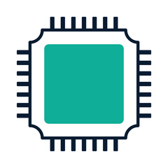 Chip icon, cpu symbol, memory or processor chipset vector illustration