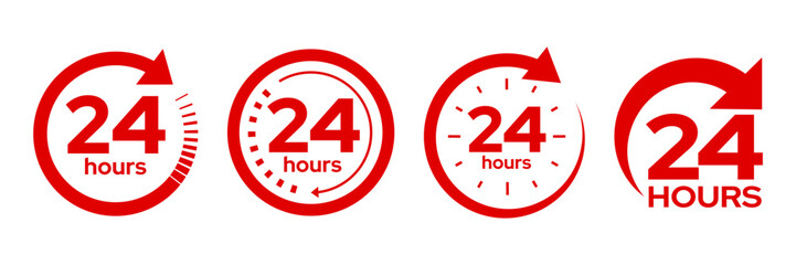 24 hours icon logo. Twenty four hours icon. Vector Illustration.