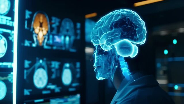 A live hologram of a patients brain scans depicting changes in brain activity for neurological monitoring during surgeries.